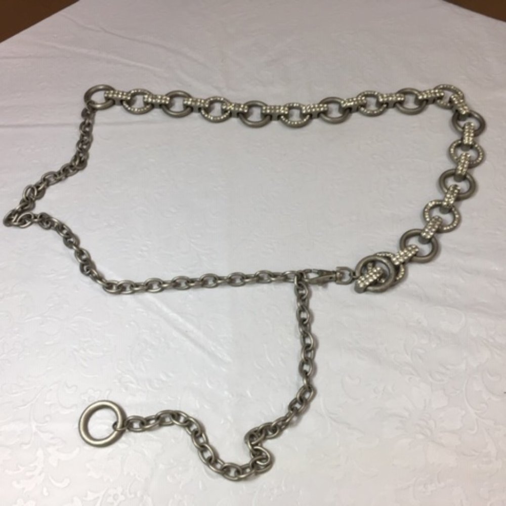 Chico's Silver Toned Rhinestones Chained Belt - Picture 4 of 7